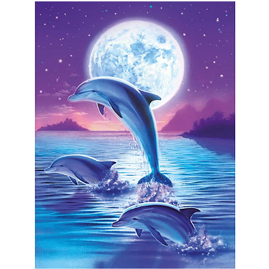 Dolphins Under the Moonlight – Enchanting Ocean Diamond Painting