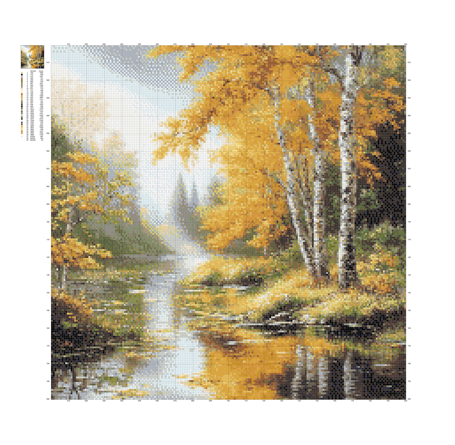 Serene Autumn River Diamond Painting – Golden Birch Landscape