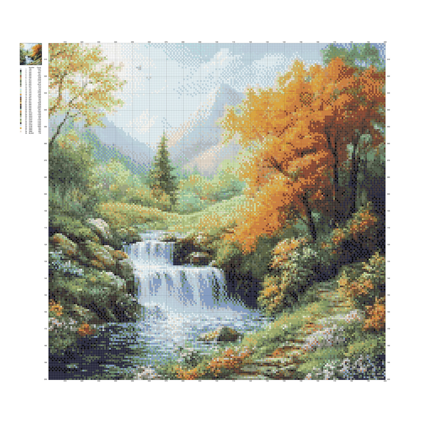 Autumn Mountain Waterfall Diamond Painting – DIY Nature Art Kit