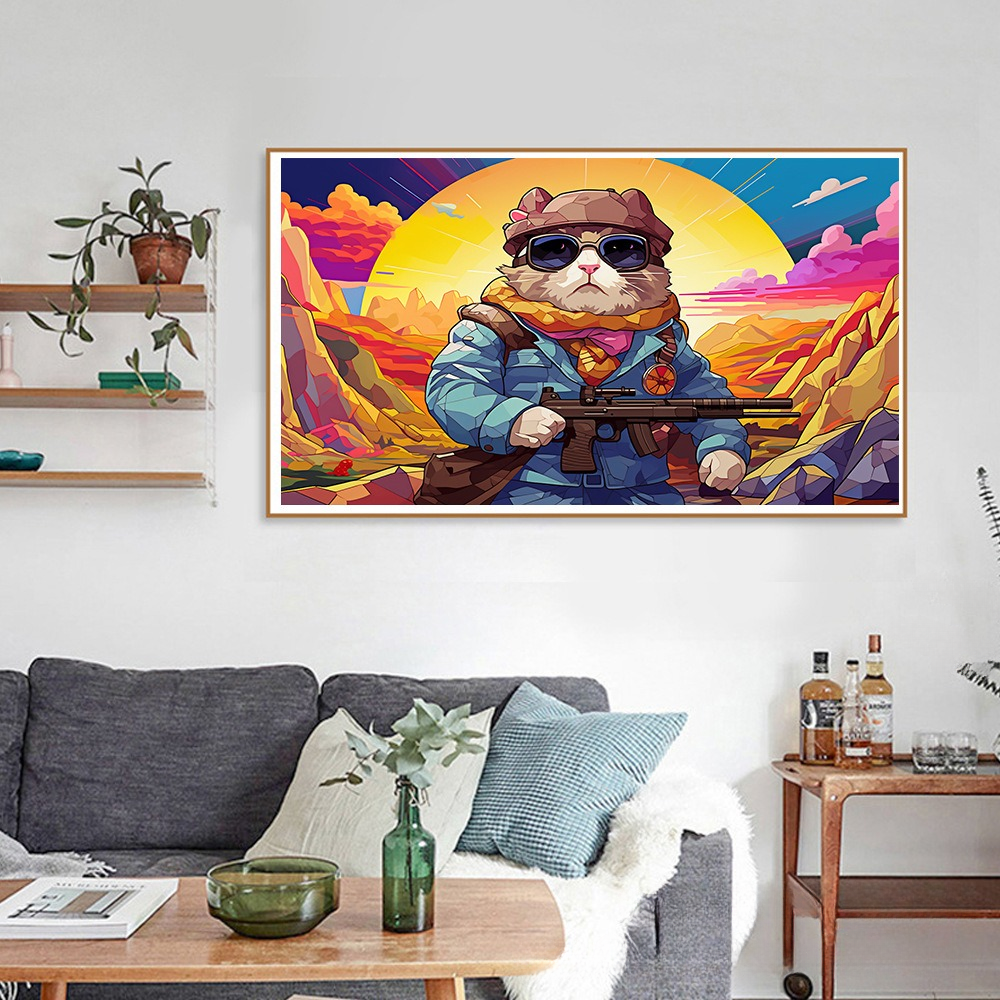 Hardcore Cat Explorer Diamond Painting – A Perfect Blend of Cool and Adventure