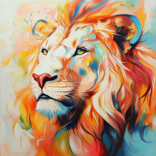 Abstract Lion Diamond Painting Kit – Bold Colors and Majestic Design for Home Decor