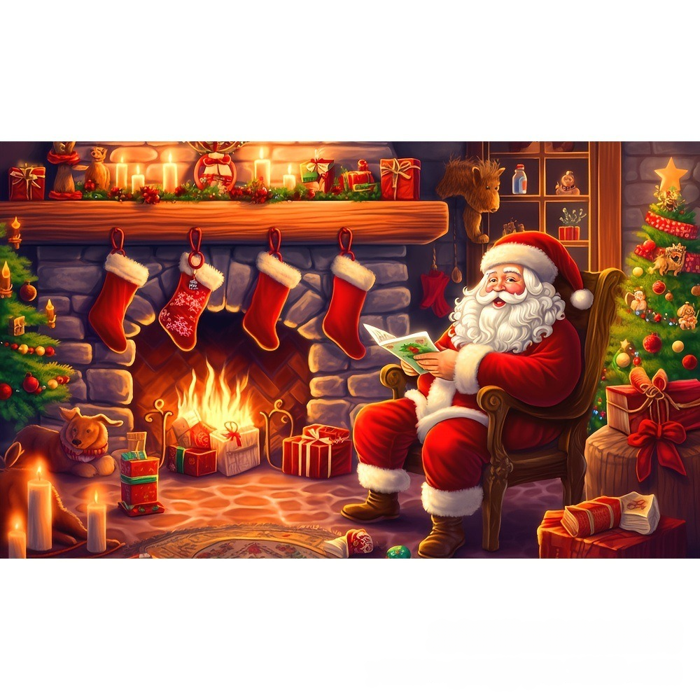 Santa by the Fireplace Diamond Painting – The Perfect Holiday Ambiance