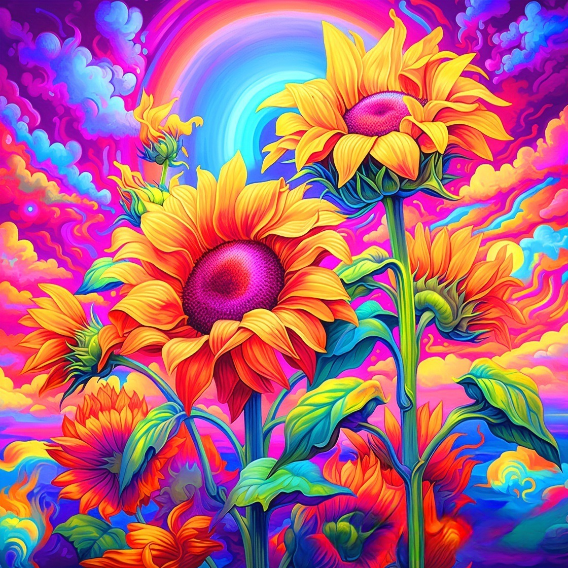 Neon Sunflower Diamond Painting – A Burst of Vibrant Artistic Beauty