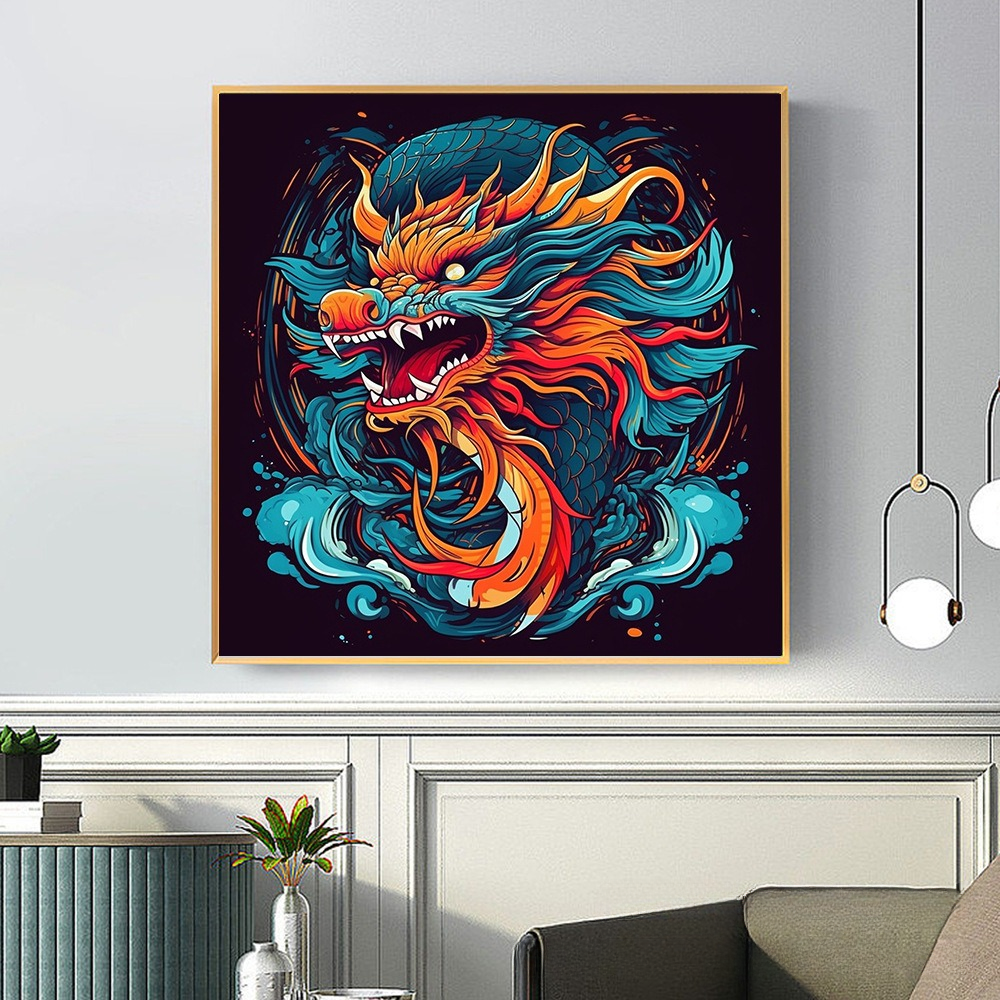 Vibrant Fire Dragon Diamond Painting