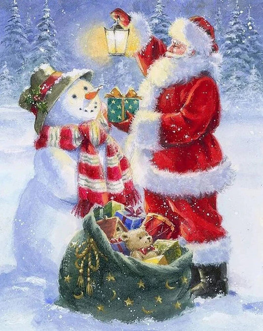 Santa Clause and Snowman with lantern, 5D DP, (30cmx40cm)