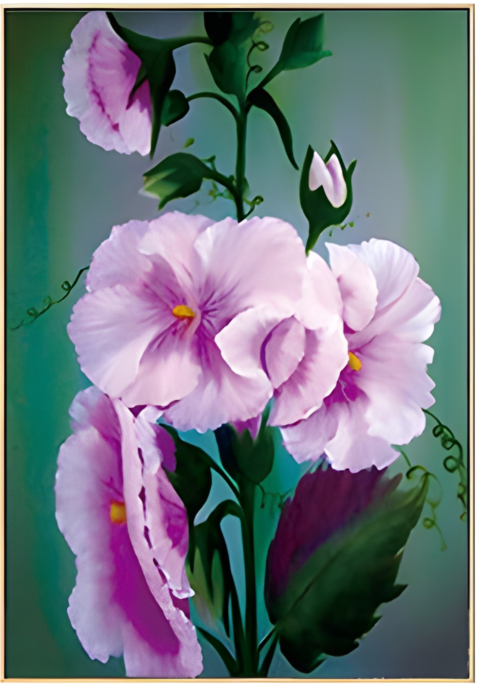 Floral Diamond Painting – Lantern Flower, Hibiscus, and Morning Glory (50*69cm, 20*27inch)