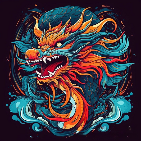 Vibrant Fire Dragon Diamond Painting