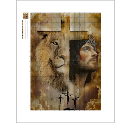 Jesus and Lion, 5D diamond painting, Multiple Size, Square and Round